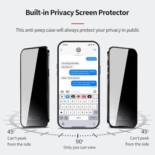 Vista 4 de Funda magnética de privacidad para iPhone 12 Pro Max con anillo de metal CD y cierre desplegable automático [compatible con MagSafe]