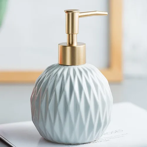 Vista 9 de Ceramics - Dispensador de jabón dorado para baño, dispensador de jabón de alivio para fregadero de cocina, botella de jabón líquido recargable