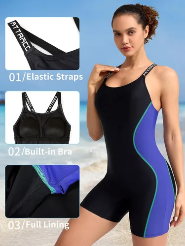Vista 4 de ATTRACO Traje de baño deportivo de una pieza para mujer, traje de baño competitivo