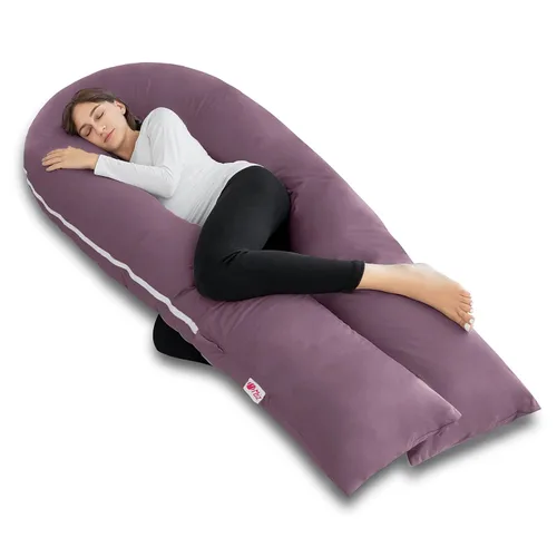Vista 25 de Meiz - Almohadas de embarazo refrescantes para dormir, almohada corporal de maternidad para mujer embarazada, en forma de U, con funda de jersey