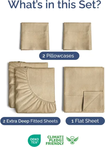 Vista 190 de Extra Deep Twin XL Sheet Set - 3 Piece College Dorm Room - White 01-Blanco