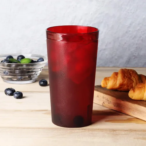 Vista 4 de New Star Foodservice Vasos para bebidas de grado restaurante (rojo (juego de 12), 16 onzas