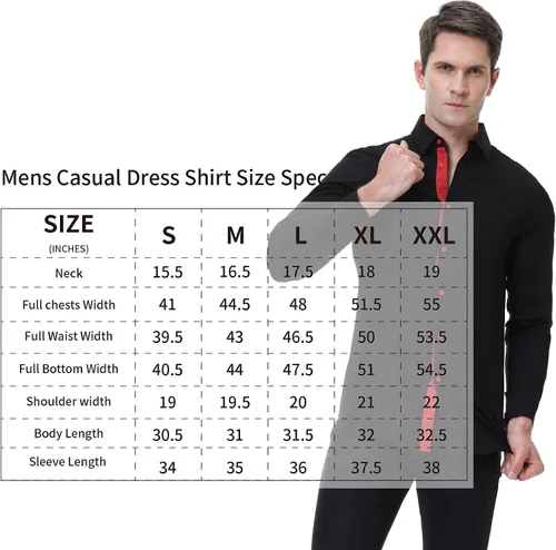 Vista 6 de Damipow Camisa de manga larga para hombre, casual, con botones, para hombre