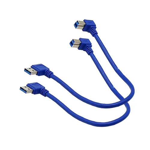 Vista 5 de Seadream Cable de impresora USB3.0 en ángulo; paquete de 2 conectores USB 3.0 A macho SuperSpeed de 90 grados en ángulo izquierdo a USB 3.0 B, cable