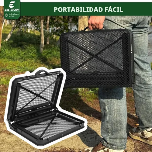 Vista 5 de E EASTSTORM - Mesa plegable de picnic para parrilla, mesa de camping al aire libre con bolsa de malla portátil, compacta y plegable para fácil
