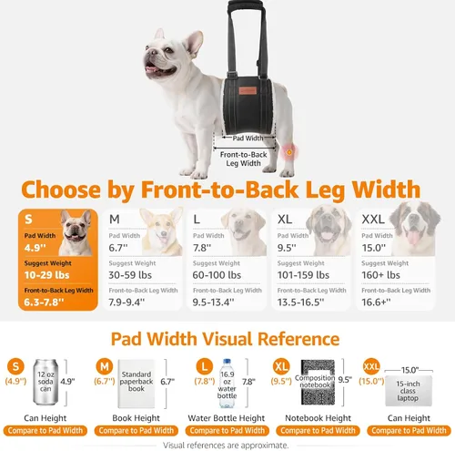 Vista 4 de LOOBANI Cabestrillo portátil para perros pequeños, soporte para patas Negro