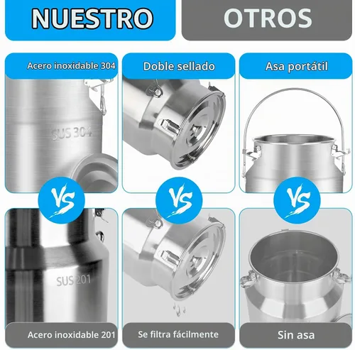 Vista 7 de Cubo de leche de acero inoxidable 304 de 10 litros, cubo de vino con espita de 2.64 galones, jarra de leche con tapa sellada, resistente para leche