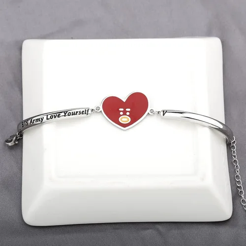 Vista 5 de MTYCTWED Love Yourself Pulsera Kpop Star Charm Pulsera de doble bucle regalo inspirador para amantes de la música, regalo de joyería para niñas