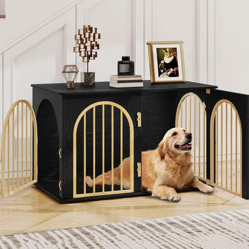 Vista 15 de Hzuaneri Jaula de Madera para Perros de 26.8'', Muebles de Jaula para Perros de Interior, Jaula para Perros Pequeños, Jaulas de Servicio Pesado