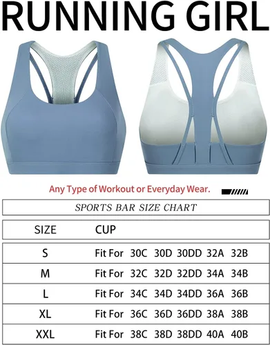Vista 5 de RUNNING GIRL Brasier deportivo para mujer, soporte medio-alto con tirantes cruzados en la espalda con relleno, sujetadores deportivos de apoyo