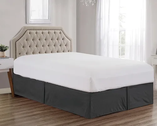 Vista 5 de Sheets & Beyond Falda de cama plisada de microfibra cepillada sólida súper suave de 14 pulgadas, con volantes (tamaño individual, beige)