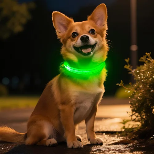 Vista 10 de Collar de perro iluminado para perros pequeños, collar de perro con luces LED recargables de seguridad, totalmente ajustable, que brilla