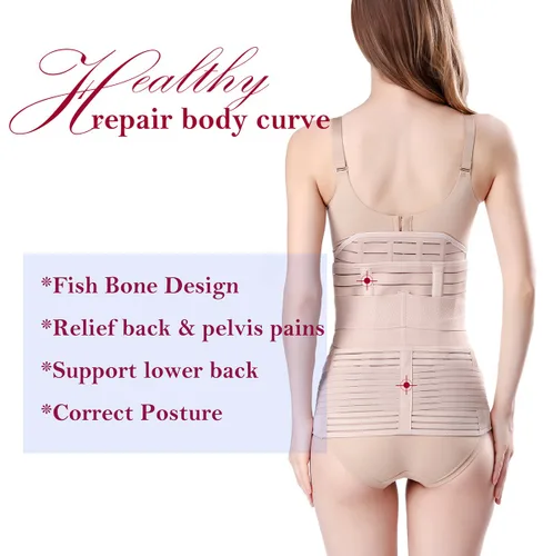 Vista 3 de ChongErfei Soporte posparto 3 en 1 – Cinturón de recuperación para vientre/cintura/pelvis, faja adelgazante + cinturón de maternidad, banda