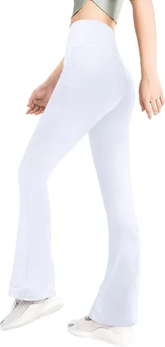 Vista 2 de Leggings para niñas, pantalones acampanados cruzados con bolsillos, color negro, suaves, elásticos, de cintura alta, para niños, yoga, danza