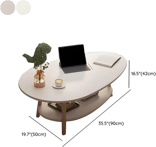 Vista 2 de Mesa de centro individual de madera, mesa de café, mesa de cóctel, mesa de centro de apartamento, sofá, mesa lateral ovalada, patas de madera, mesa