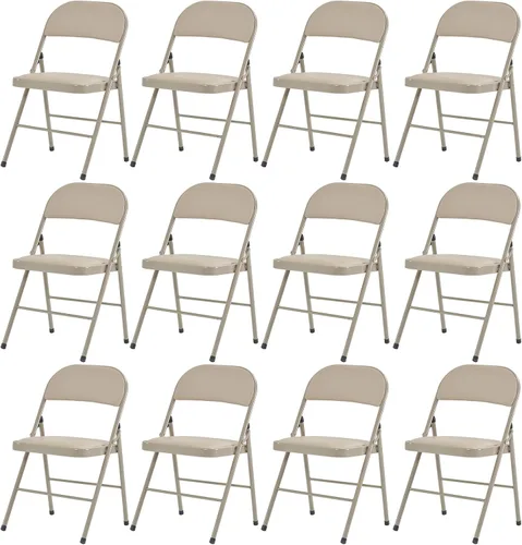 Vista 25 de Paquete de 4 sillas plegables negras, sillas plegables acolchadas con asiento y respaldo de piel sintética, sillas plegables de metal portátiles