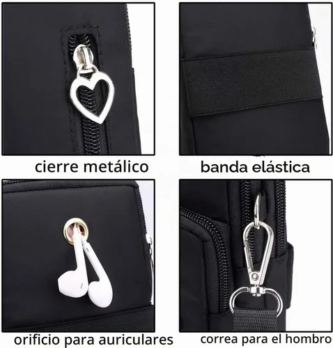 Vista 6 de Cartera para teléfono celular, bolsa cruzada para Samsung Galaxy S24 S23 Ultra S21 S22 S20 Plus Fe Note 20 A15 5G A25 A35 A05S A14 A13 A54 A71 Negro