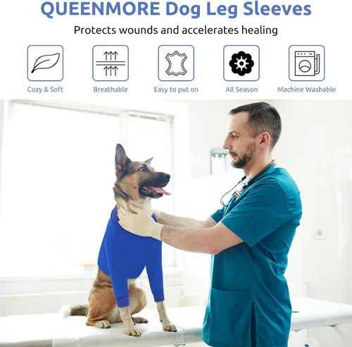Vista 5 de Queenmore Manga de recuperación para la pierna delantera de los perros, mangas de recuperación para perros, traje de recuperación quirúrgica