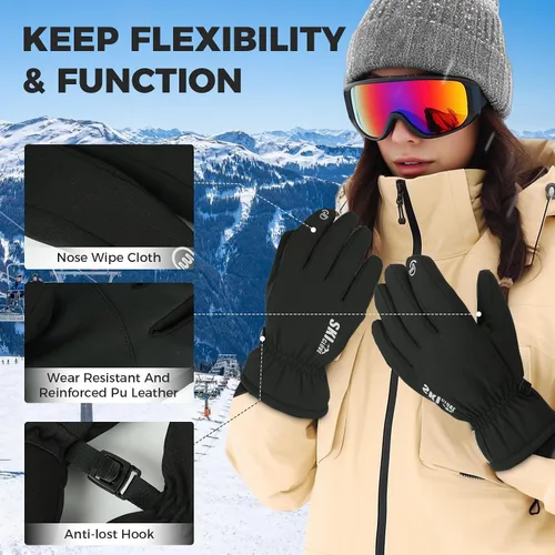 Vista 3 de ZENUTA Waterproof Winter Gloves Men, Windproof Snow Ski Gloves, Breathable Warm Thermal Gloves for Women, 5-Finger Touchscreen Gloves for Driving