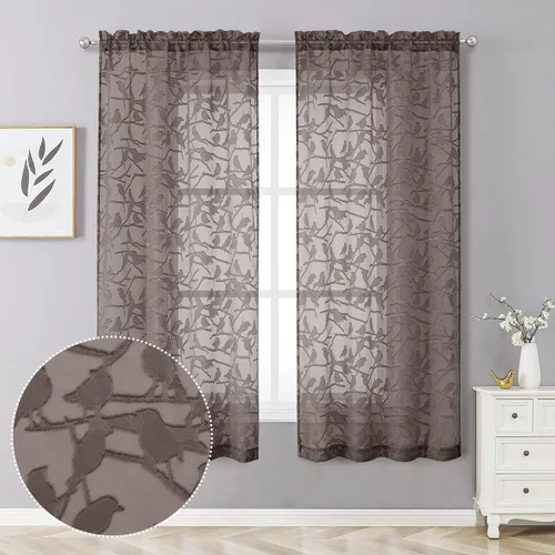 Vista 8 de OVZME Anji Clip Voile Sheer Tiers RD 2X30X36 Negro