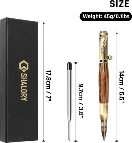 Vista 2 de Bolígrafo Bolt Action con brújula y clip para rifle y recargas adicionales y decoración de oficina, regalo para papá/colega/novio/esposo