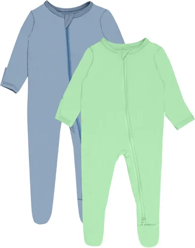 Vista 7 de GUISBY Pijama de rayón de bambú con pies de bebé de manga larga para bebés Negro