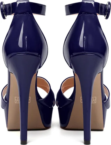 Vista 95 de MODENCOCO Sandalias de boda con correa de tobillo sexy para mujer, con plataforma y puntera abierta, tacón de aguja y tacón alto, zapatos de vestir