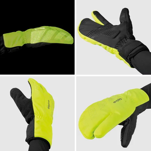 Vista 3 de GripGrab Ride Windproof Deep Winter Lobster 3-Finger Cycling Gloves Thermal Fleece Lined Padded Windproof Cold Weather Water-Repellent