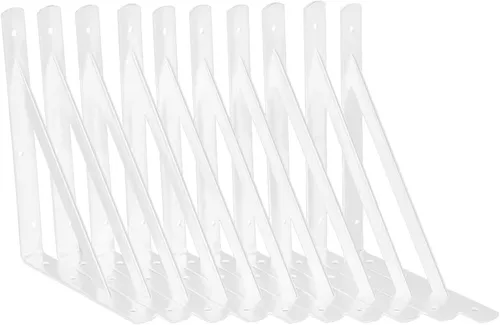 Vista 9 de Soportes de estante de 6 pulgadas, paquete de 8 soportes en L resistentes para estantes, soportes de metal triangulares de 90 grados para estantes
