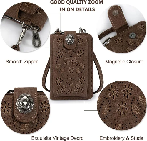 Vista 6 de Montana West Small Crossbody Cell Phone Purses for Women Western Cell Phone Wallet Bags Purses and Handbags with Coin Pocket