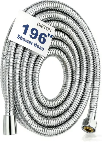 Vista 8 de Manguera de ducha de 79 pulgadas, manguera de repuesto de mano flexible de acero inoxidable, con inserto de latón y tuerca