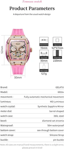 Vista 8 de OLEVS - Reloj automático de lujo para mujer con diamantes, fecha, clásico, de cuerda automática, relojes de pulsera luminosos e impermeables