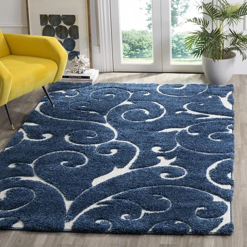 Vista 72 de SAFAVIEH Florida Shag Collection - Alfombra decorativa, 2 x 3 pies, color crema y beige, diseño de volutas, no desprende pelusa y fácil de limpiar