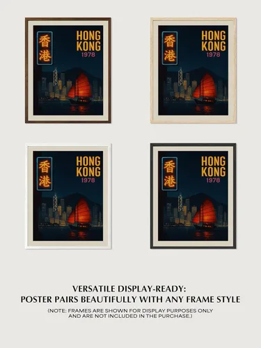 Vista 8 de AMERICAN LUXURY GIFTS Póster vintage de viaje de Hong Kong, horizonte nocturno retro de 1978, impresión sin marco de 8 x 10 pulgadas, arte de pared