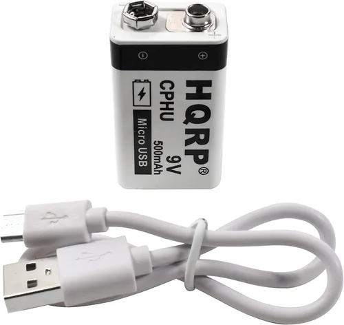 Vista 4 de HQRP Paquete de 2 baterías recargables USB de iones de litio de 9 V, alta capacidad, 500 mAh, 9 voltios, carga rápida de 1.5 H, 800 ciclos con cable