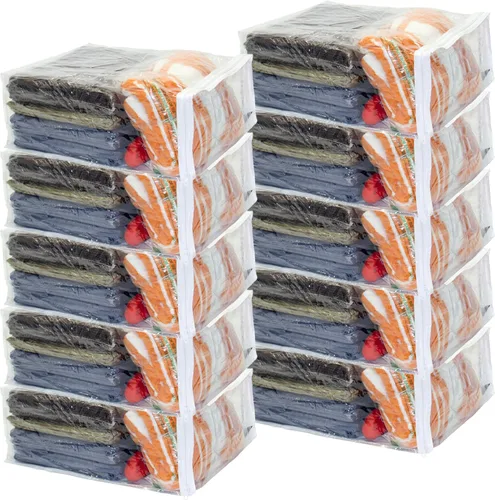 Vista 6 de Paquete de 5 bolsas de almacenamiento con cremallera de vinilo transparente de 15 x 18 x 7 pulgadas