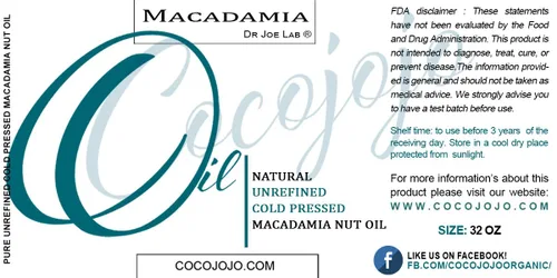 Vista 3 de Dr Joe Lab Aceite de nuez de macadamia de 32 onzas, 100% puro, natural, prensado en frío, sin refinar, aceite de macadamia extravirgen
