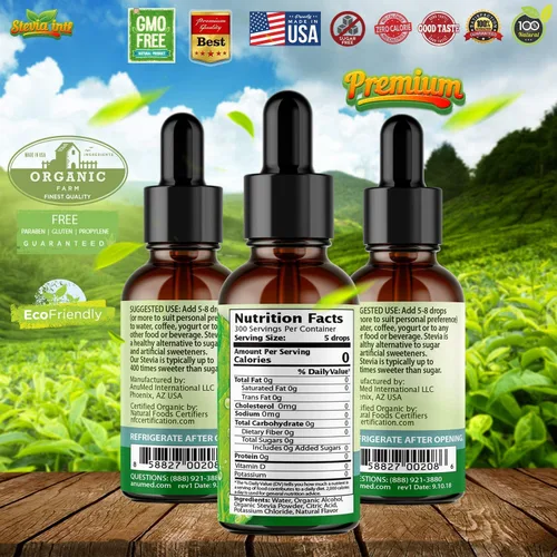 Vista 2 de Stevia Intl - Sabor a mantequilla, edulcorante líquido orgánico de stevia, sustituto del azúcar, extracto 100% puro, naturalmente dulce, sin azúcar