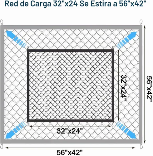 Vista 4 de BAILALIBO Red de carga con ganchos de metal, 32x24 pulgadas