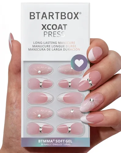 Vista 55 de BTArtbox Uñas Postizas Blancas Cortas a Presión - Uñas Postizas de Gel Suave en Forma de Almendra, Uñas Blancas con Pegamento para Uñas, Uñas