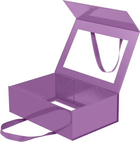 Vista 49 de Caja de regalo negra con ventana, caja de regalo magnética transparente para regalo, caja de propuesta de padrino de boda (10.5 x 7.5 x 3 pulgadas)