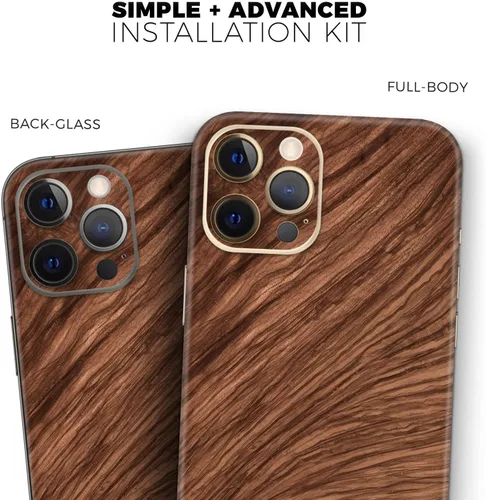 Vista 9 de DesignSkinz Kit de calcomanías de cuerpo completo compatible con iPhone 15 Plus, madera natural de lujo V3