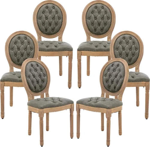 Vista 43 de ODUSE-DAILY French Country - Juego de 2 sillas de comedor de color caramelo, sillas de cocina y comedor, sillas de cocina de piel sintética, Ámbar
