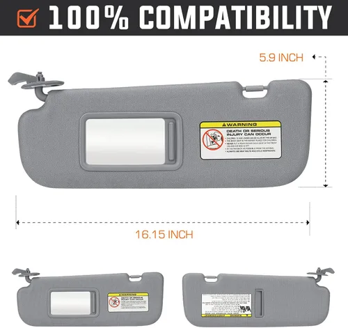 Vista 6 de Youxmoto para Hyundai Elantra Visor solar gris para lado del conductor izquierdo y lado del pasajero derecho, reemplazo para Hyundai Elantra 2011
