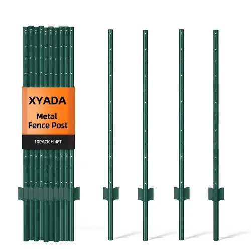 Vista 14 de XYADA Postes de Valla de Servicio Pesado de Metal, Poste en U para Cercado en Jardín, Patio y Alambre Exterior (4 PIES - Paquete de 8)
