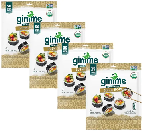 Vista 7 de Gimme Seaweed Sushi Nori Premium - Hojas de algas tostadas orgánicas, keto, vegano, sin gluten, hojas de sushi nori estilo restaurante, 0.81 onzas