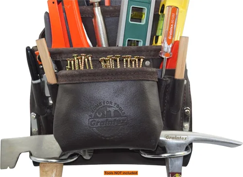 Vista 7 de AWP Bolsa para herramientas de electricista (1LL-526-2) Graintex 10 bolsillos bolsa de herramientas de cuero curtido al aceite