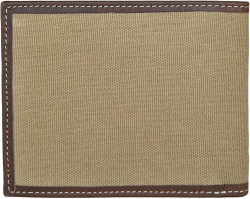 Vista 7 de Lucky Brand Lona para hombre con ribete de cuero RFID plegable