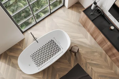 Vista 6 de Splash Home Chevron Softee - Tapete individual para bañera, antideslizante, extra largo, con 58 ventosas, 36 pulgadas de largo x 17 pulgadas