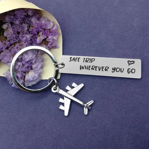 Vista 4 de Llavero de viaje con diseño de avión para avión con moscas seguras, regalo de aviación, regalo de graduación, regalo de cumpleaños, Navidad